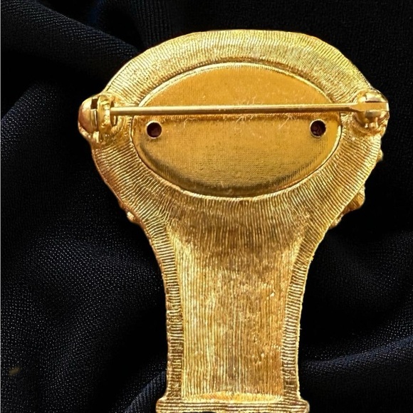 Vintage Sign Gold Tone Floral Basket Perfume Brooch Pin - Picture 6 of 10